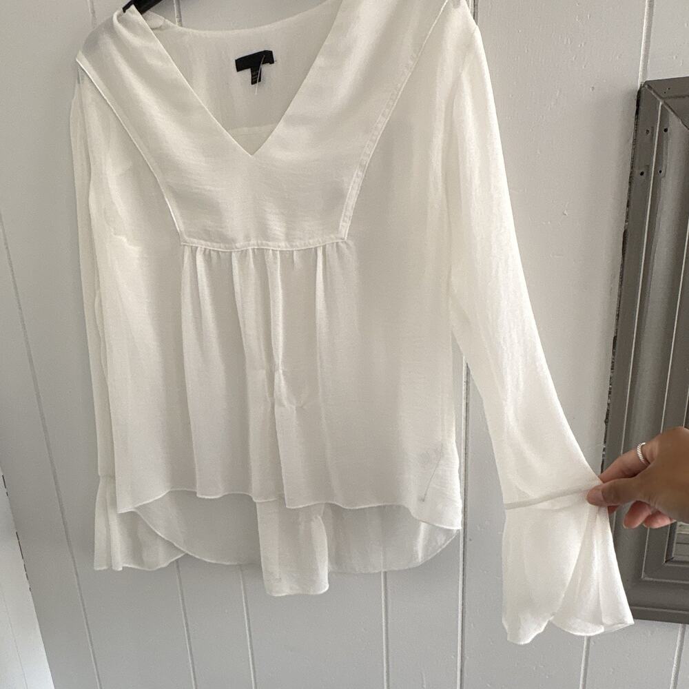 ATM Anthony Thomas Melillo White Bell Long Sleeve Pullover Blouse Women’s XS - Picture 3 of 5